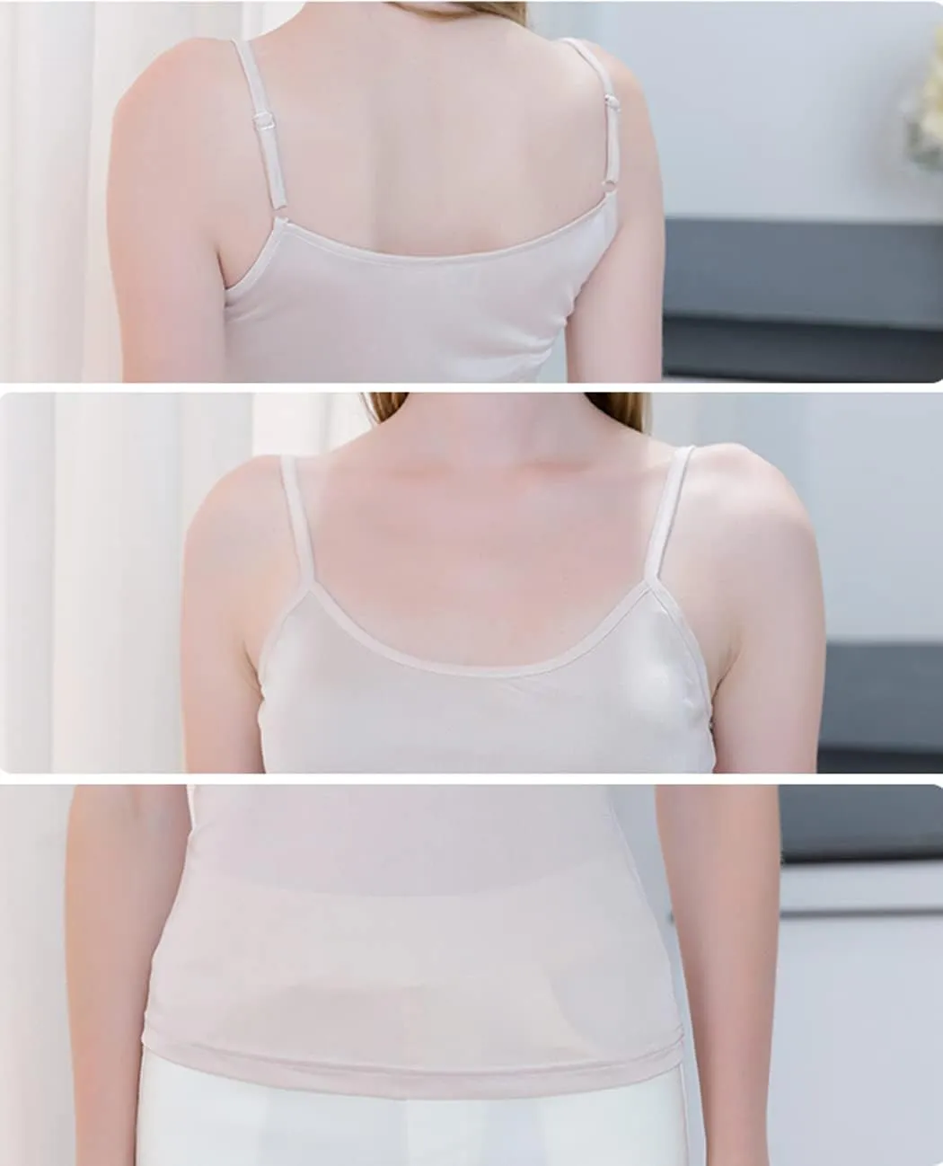 METWAY Womens Silk Camisole/Spaghetti Strap Mulberry Silk Cami Tops/Stretchable Real Knit Silk Tank Undershirt for Layerling