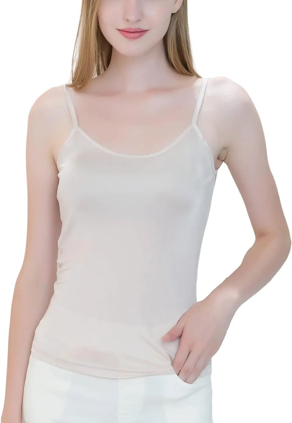 METWAY Womens Silk Camisole/Spaghetti Strap Mulberry Silk Cami Tops/Stretchable Real Knit Silk Tank Undershirt for Layerling