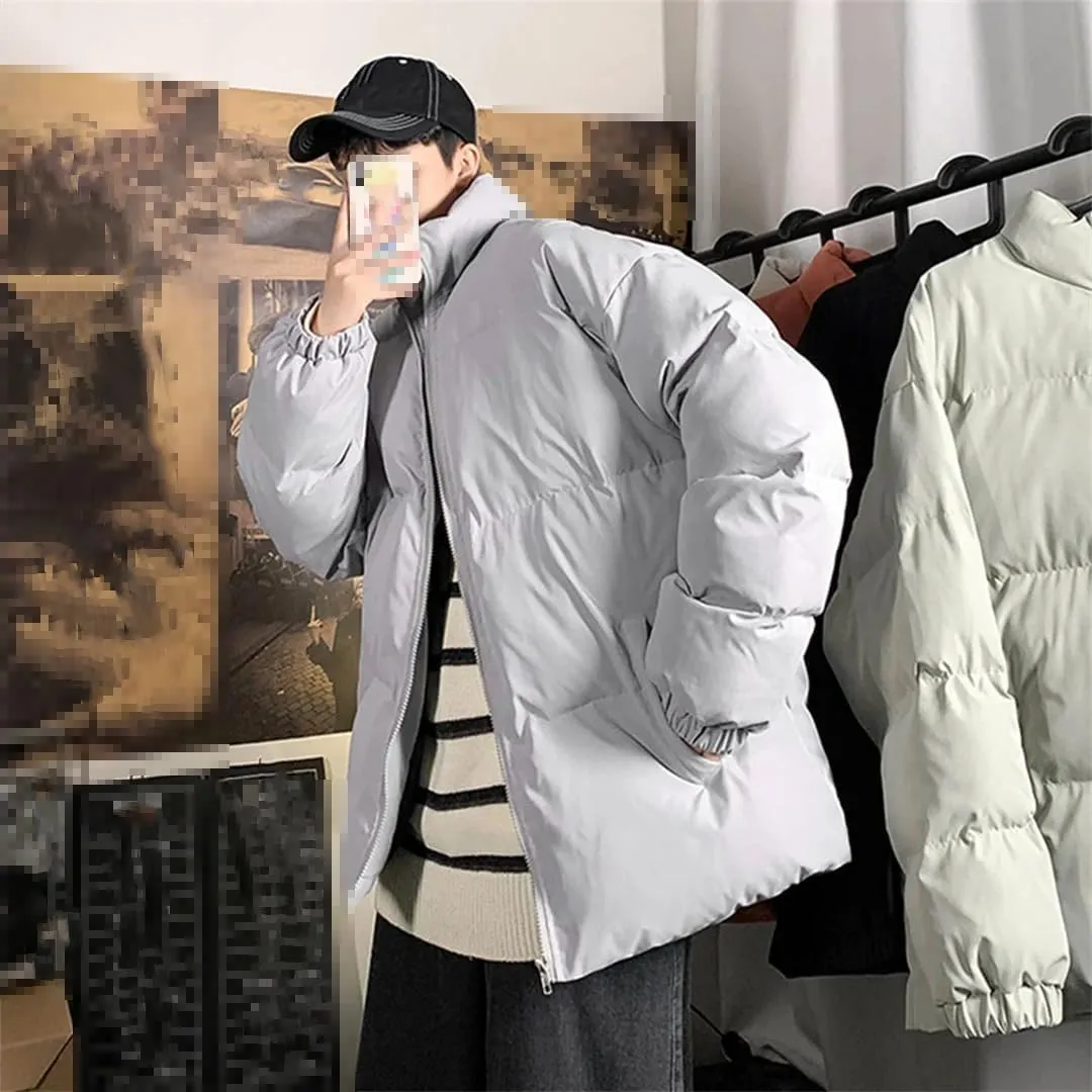 Niiyyjj Winter Cotton Padded Jacket Men Thick Warm Coats Mens Stand Collar Solid Parkas Overcoat
