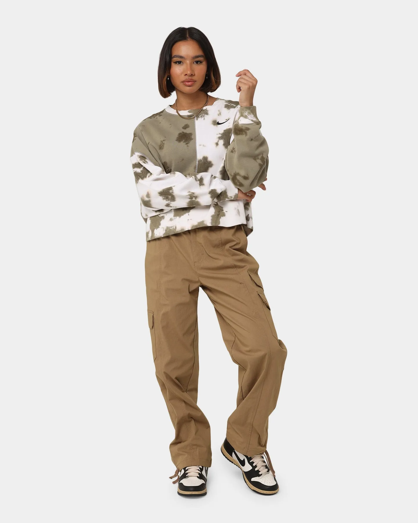 Nike Nike Sportswear Women's Fleece Tie Dye Crewneck Olive