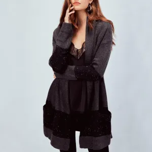 Open Cardigan (Charcoal/Black)