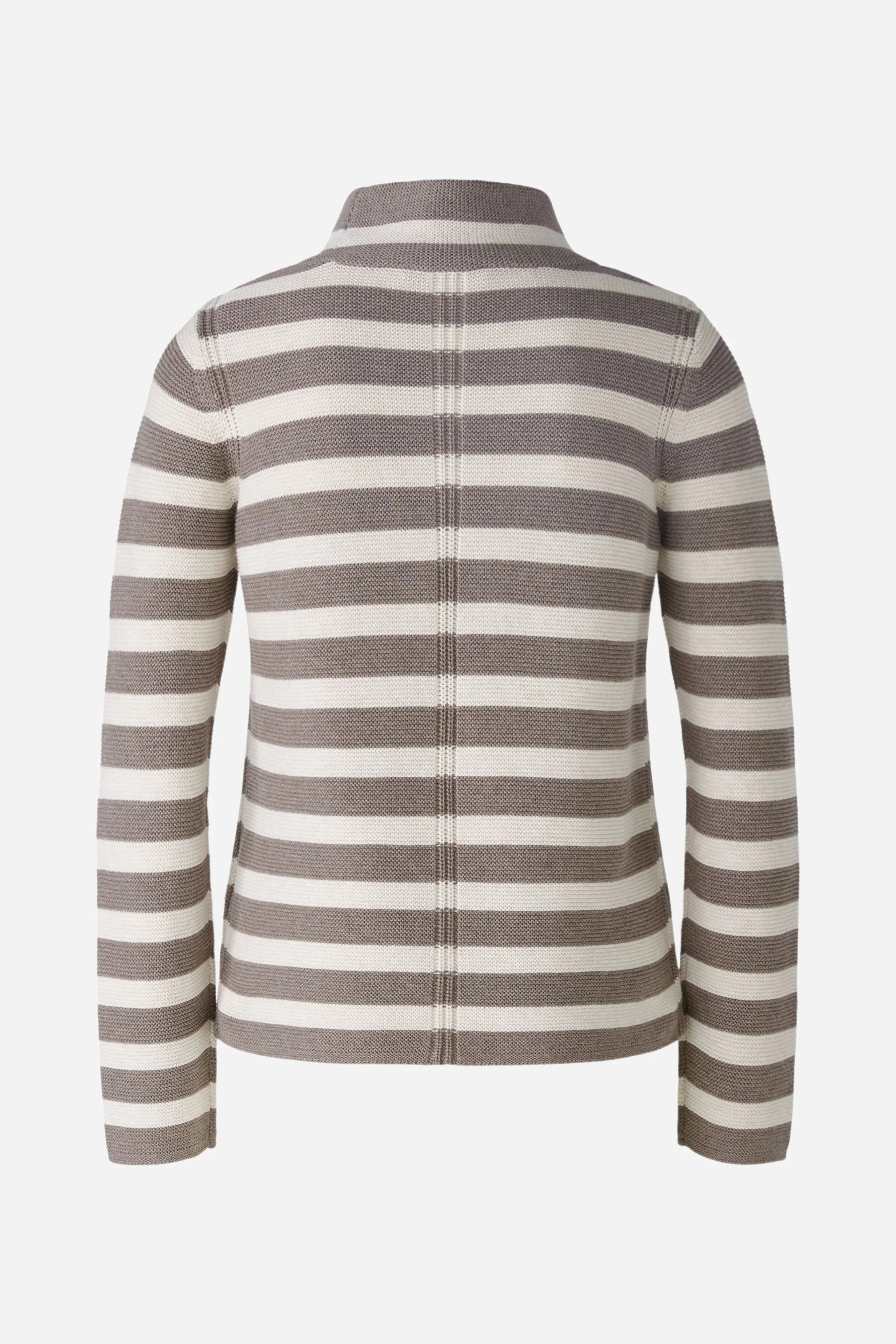 Oui Striped Cotton Mock Neck Sweater