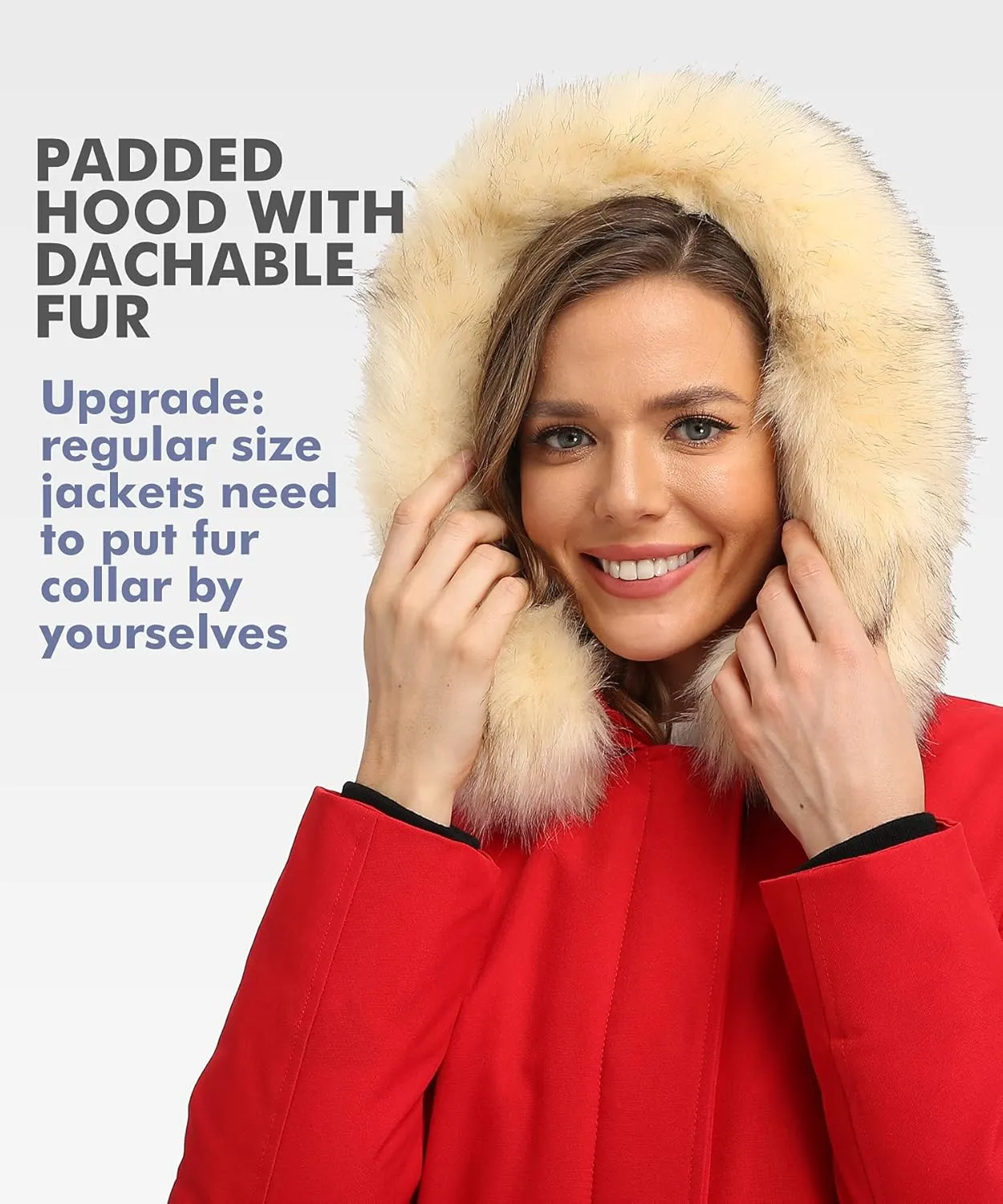 PUREMSX Duck Down Winter Coat for Women Insulated Long Thick Fur Hood Puffer Warm Parka Jacket