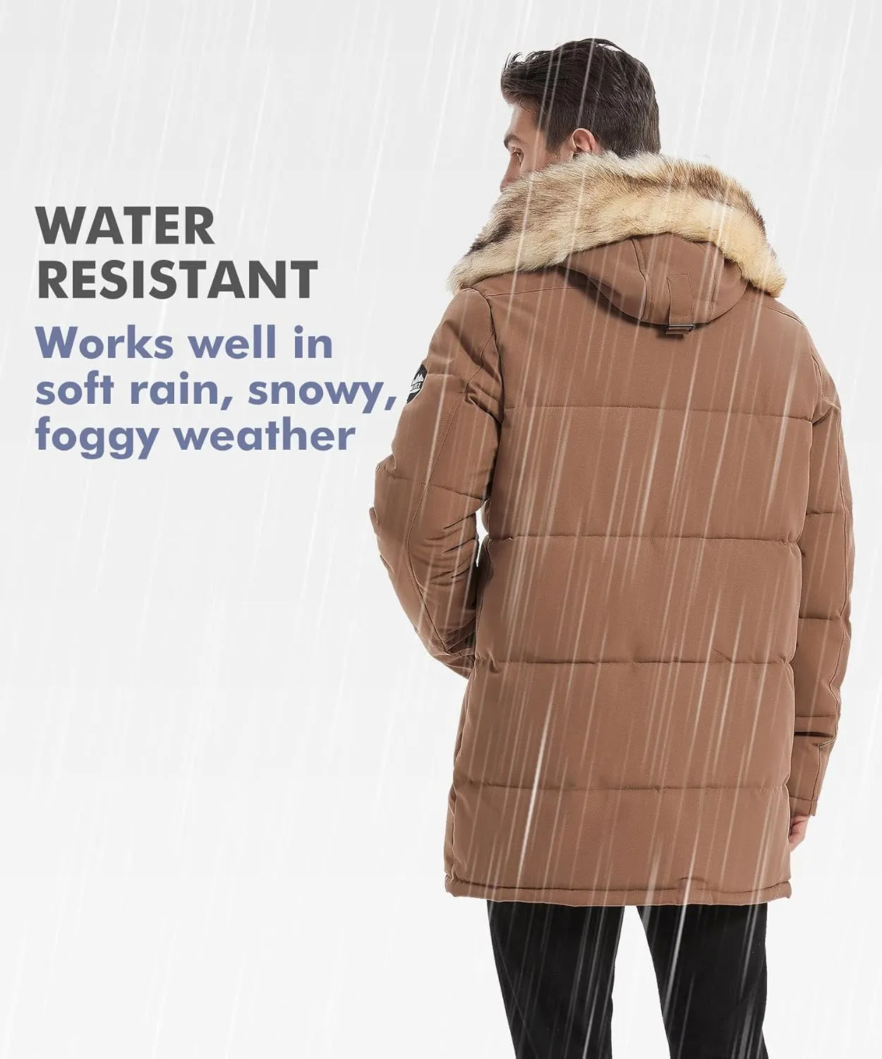 PUREMSX Winter Coat for Men, Warm Windproof Insulated Thick Outdoor Padded Parka Jackets