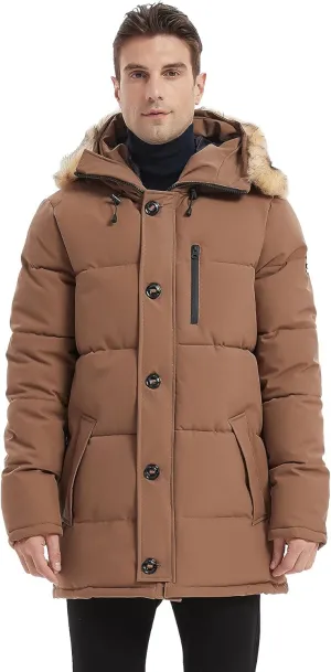 PUREMSX Winter Coat for Men, Warm Windproof Insulated Thick Outdoor Padded Parka Jackets