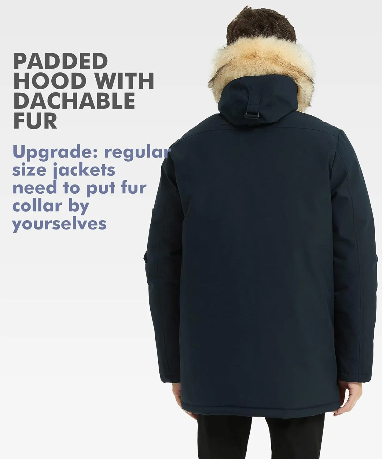 PUREMSX Winter Jackets for Men, Insulated Thick Warm Padded Puffer Coat with Fur Hood