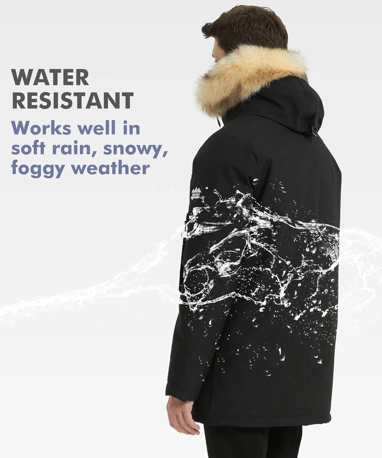 PUREMSX Winter Jackets for Men, Insulated Thick Warm Padded Puffer Coat with Fur Hood