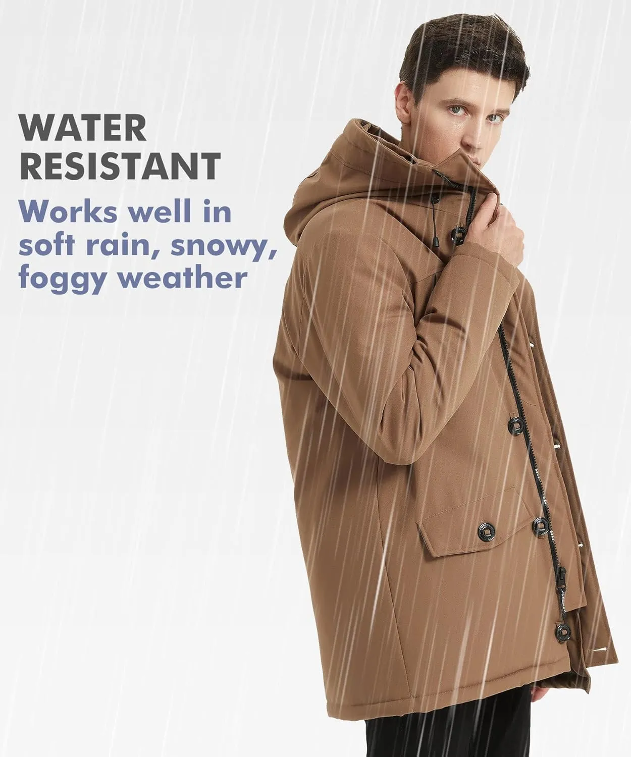 PUREMSX Winter Jackets for Men, Insulated Thick Warm Padded Puffer Coat with Fur Hood