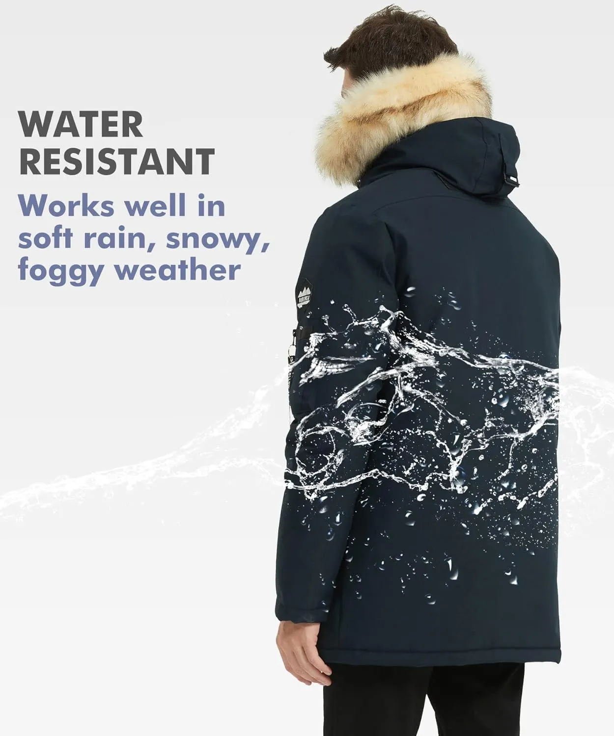 PUREMSX Winter Jackets for Men, Insulated Thick Warm Padded Puffer Coat with Fur Hood
