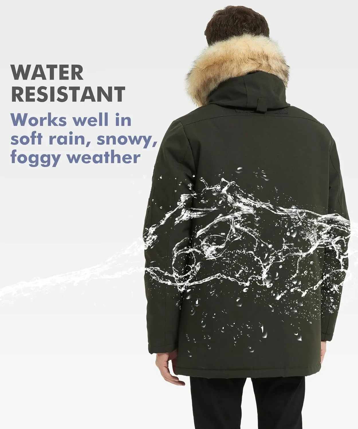 PUREMSX Winter Jackets for Men, Insulated Thick Warm Padded Puffer Coat with Fur Hood