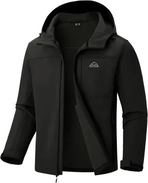 Rdruko Men's Winter Jackets Fleece Lined Hooded Water Resistant Insulated Windbreaker Softshell Jacket for Outdoor Hiking