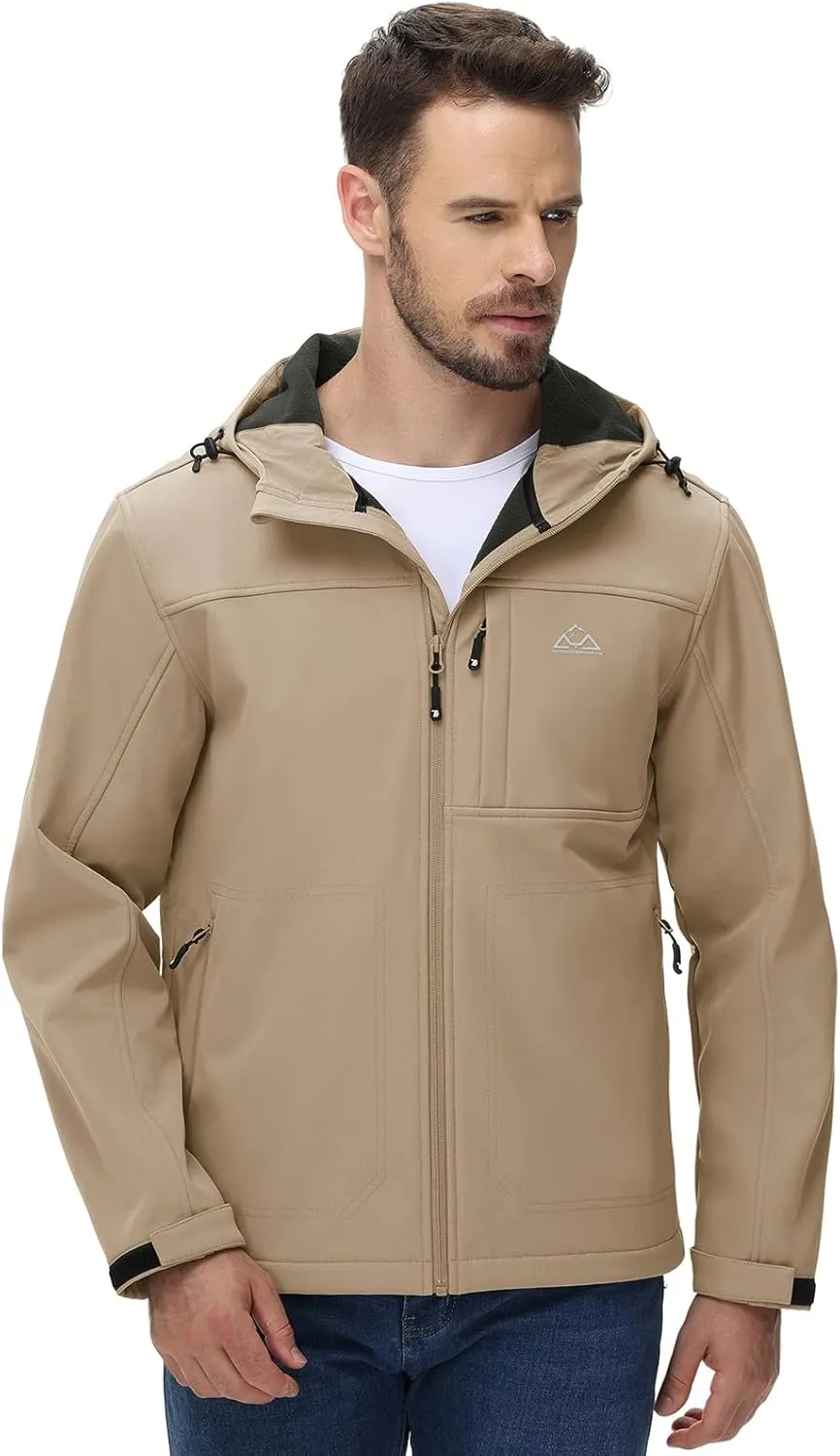 Rdruko Men's Winter Jackets Fleece Lined Hooded Water Resistant Insulated Windbreaker Softshell Jacket for Outdoor Hiking