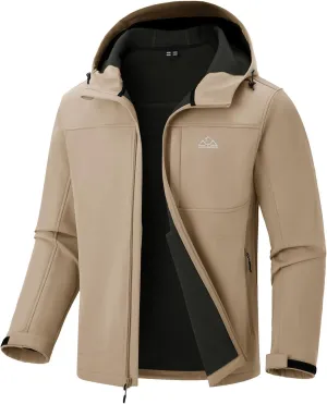 Rdruko Men's Winter Jackets Fleece Lined Hooded Water Resistant Insulated Windbreaker Softshell Jacket for Outdoor Hiking
