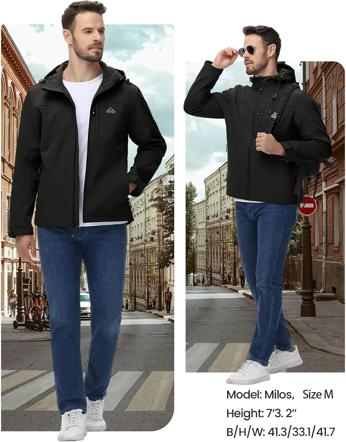 Rdruko Men's Winter Jackets Fleece Lined Hooded Water Resistant Insulated Windbreaker Softshell Jacket for Outdoor Hiking