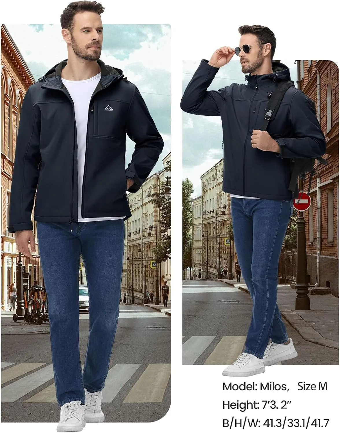 Rdruko Men's Winter Jackets Fleece Lined Hooded Water Resistant Insulated Windbreaker Softshell Jacket for Outdoor Hiking
