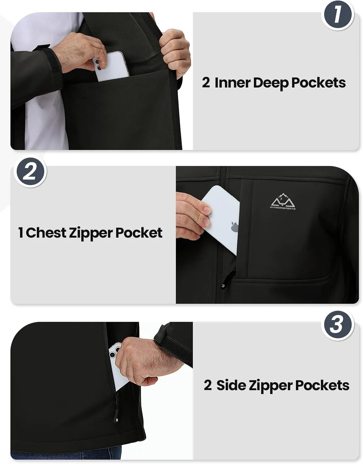 Rdruko Men's Winter Jackets Fleece Lined Hooded Water Resistant Insulated Windbreaker Softshell Jacket for Outdoor Hiking
