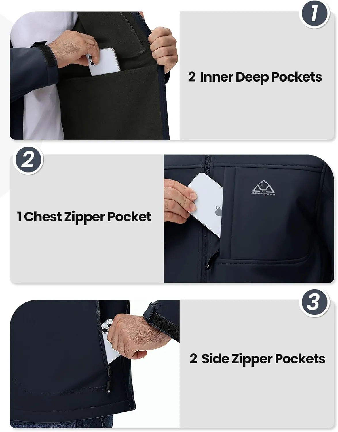 Rdruko Men's Winter Jackets Fleece Lined Hooded Water Resistant Insulated Windbreaker Softshell Jacket for Outdoor Hiking