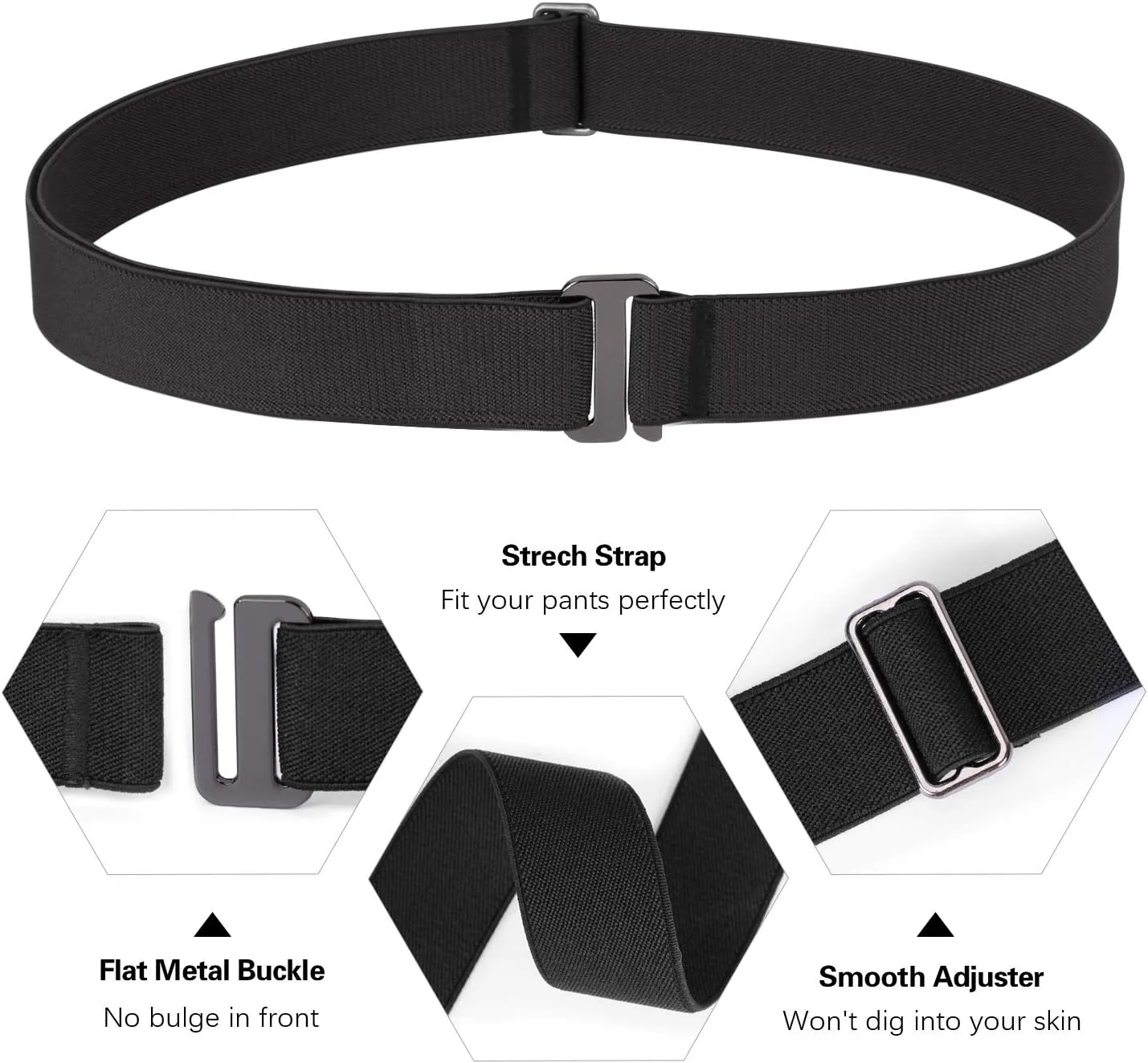 SANSTHS Womens Invisible Adjustable Elastic No Show Flat Buckle Stretchable Belt for Jeans Pants Dresses
