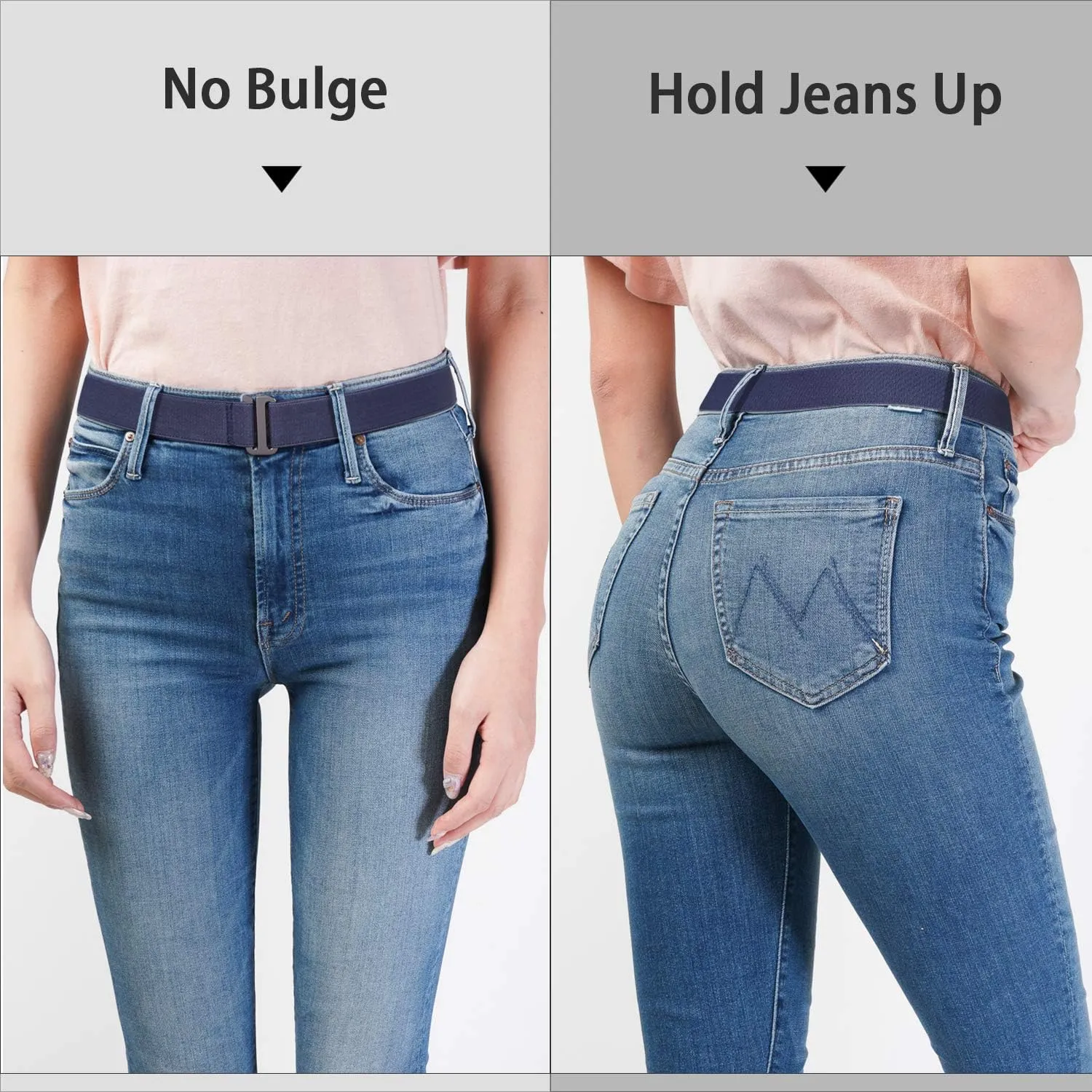SANSTHS Womens Invisible Adjustable Elastic No Show Flat Buckle Stretchable Belt for Jeans Pants Dresses