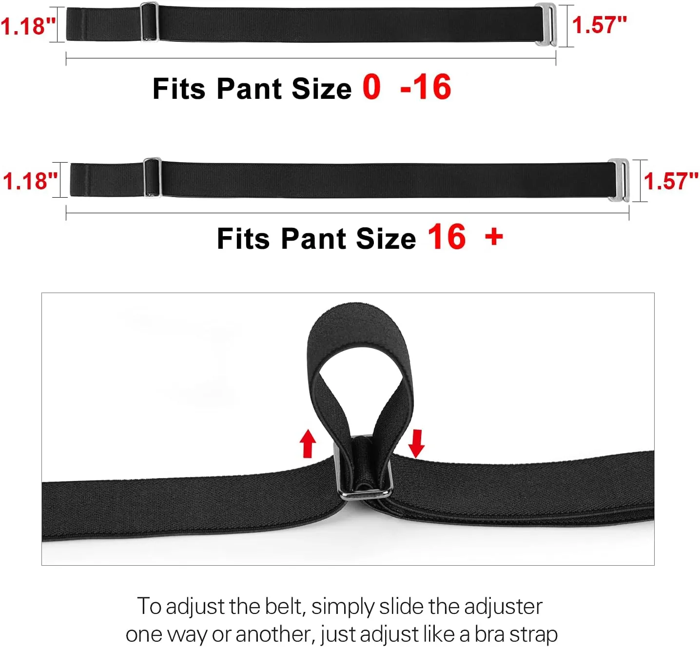 SANSTHS Womens Invisible Adjustable Elastic No Show Flat Buckle Stretchable Belt for Jeans Pants Dresses