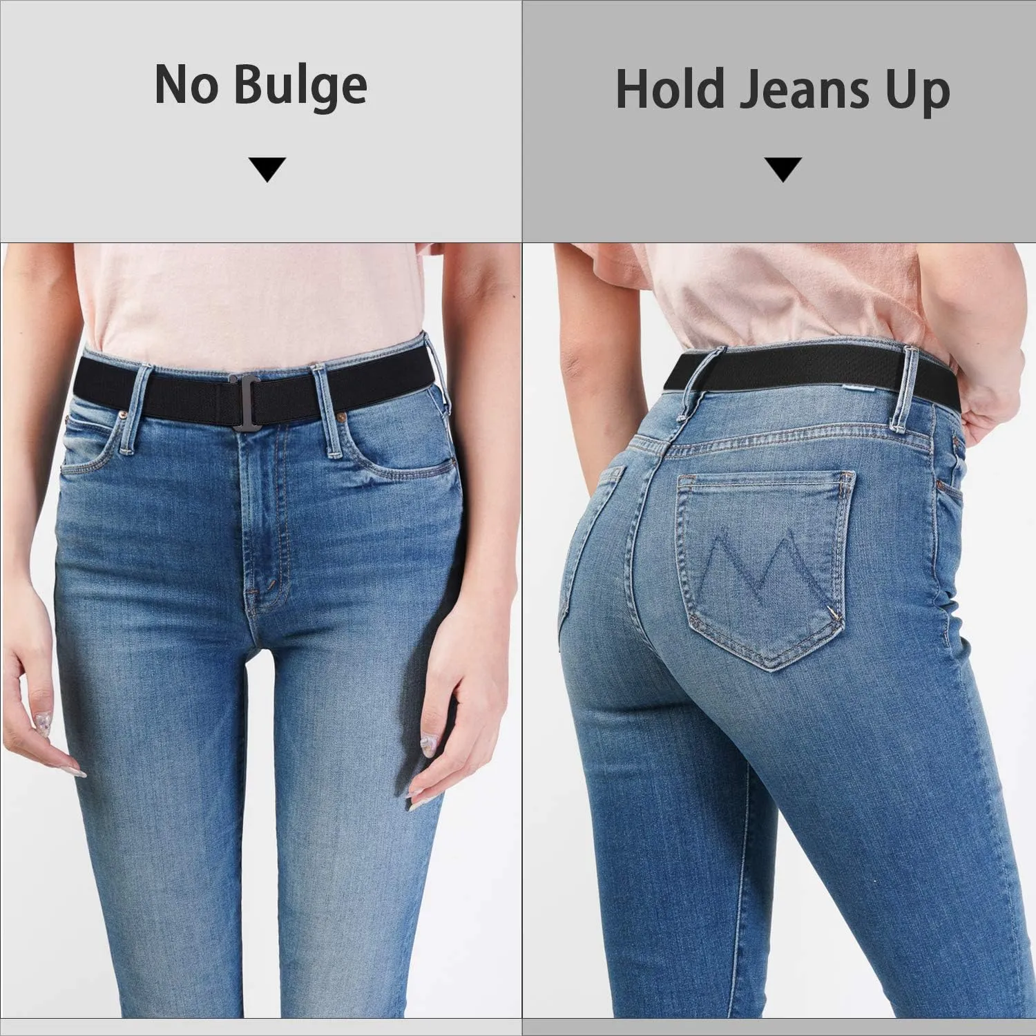 SANSTHS Womens Invisible Adjustable Elastic No Show Flat Buckle Stretchable Belt for Jeans Pants Dresses