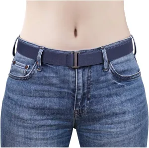 SANSTHS Womens Invisible Adjustable Elastic No Show Flat Buckle Stretchable Belt for Jeans Pants Dresses
