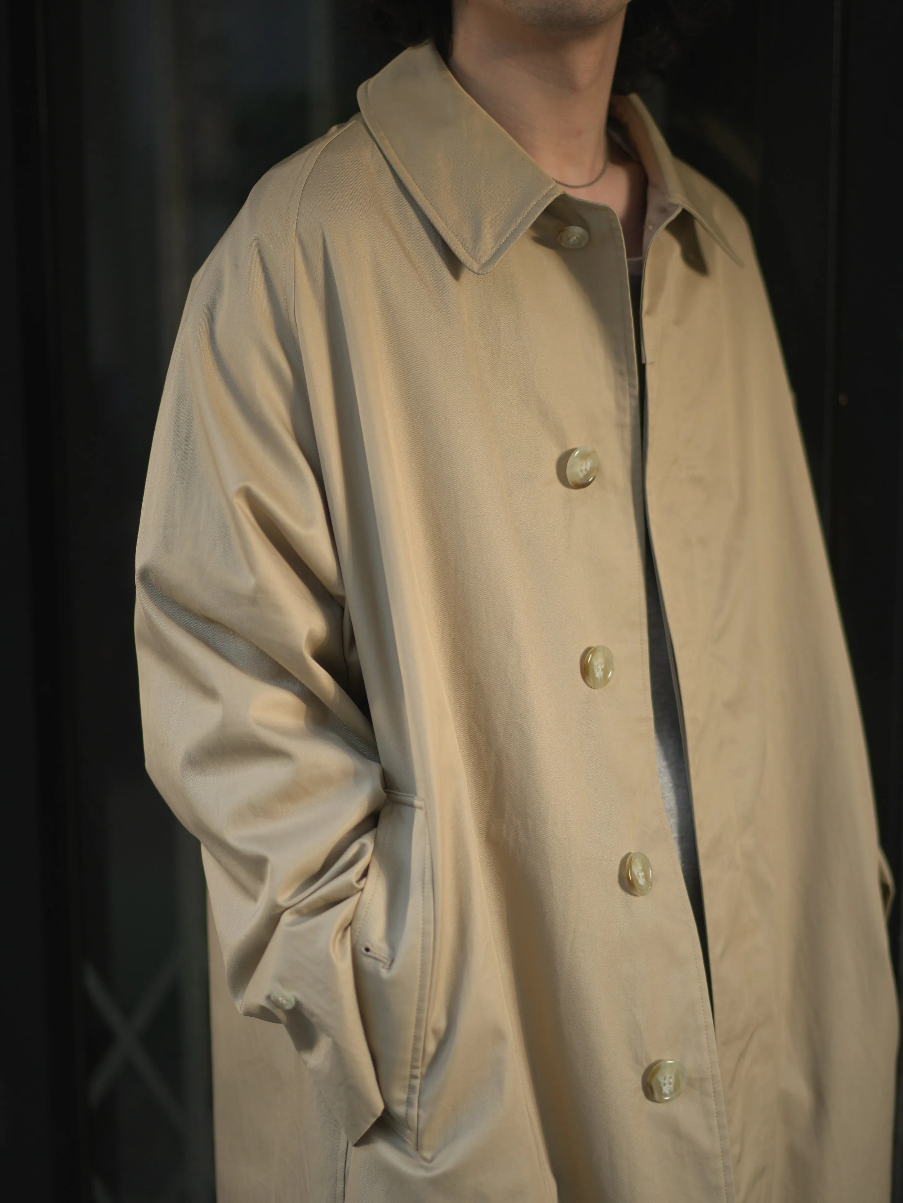 Single Raglan Coat - BEIGE