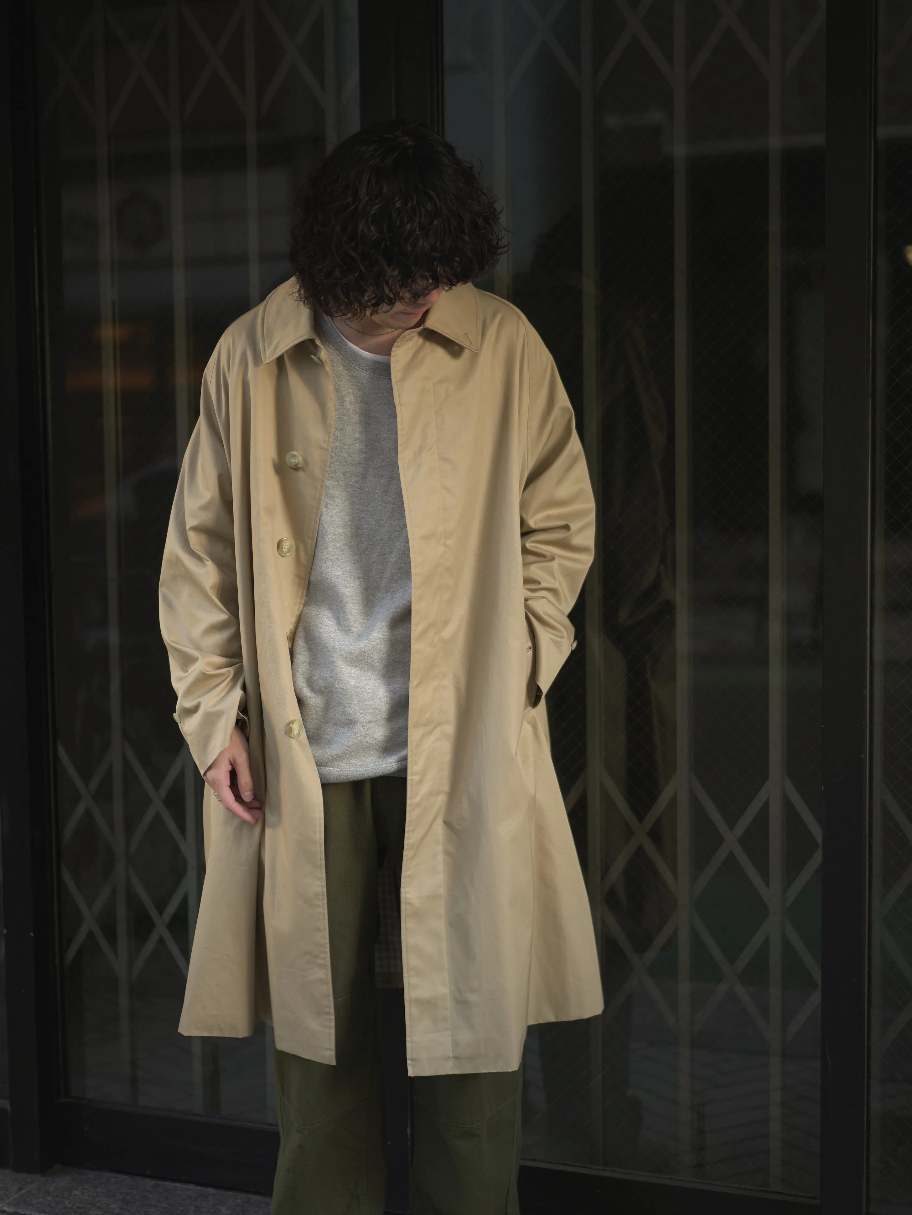 Single Raglan Coat - BEIGE