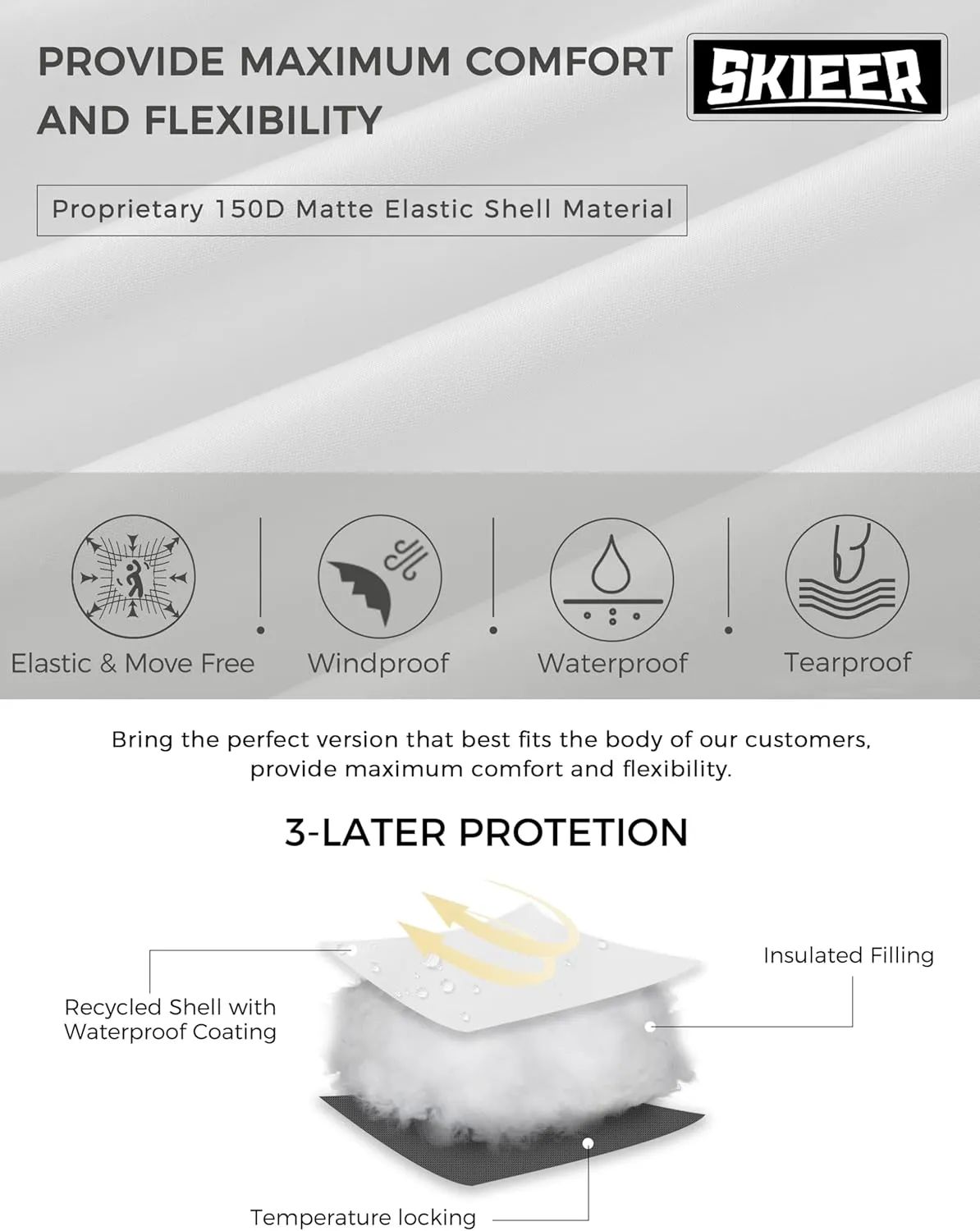 Skieer Women's Plus Size Ski Jacket Waterproof Warm Snow Winter Coat with Removable Hood