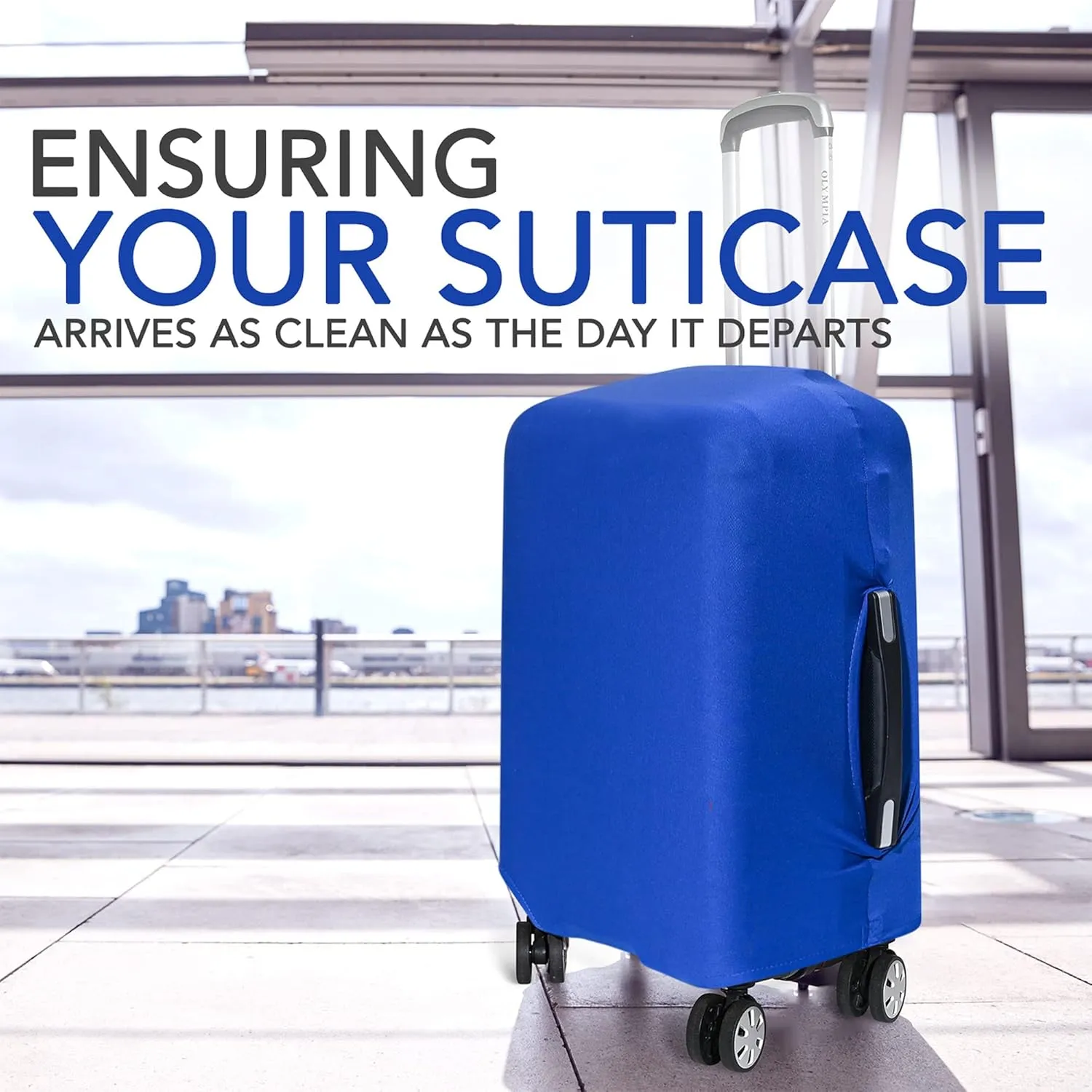 STROMGUARD Suitcase Cover, Blue, TSA Approved, Durable, Universal Size, Scratch-Free, Stretchable, Machine Washable