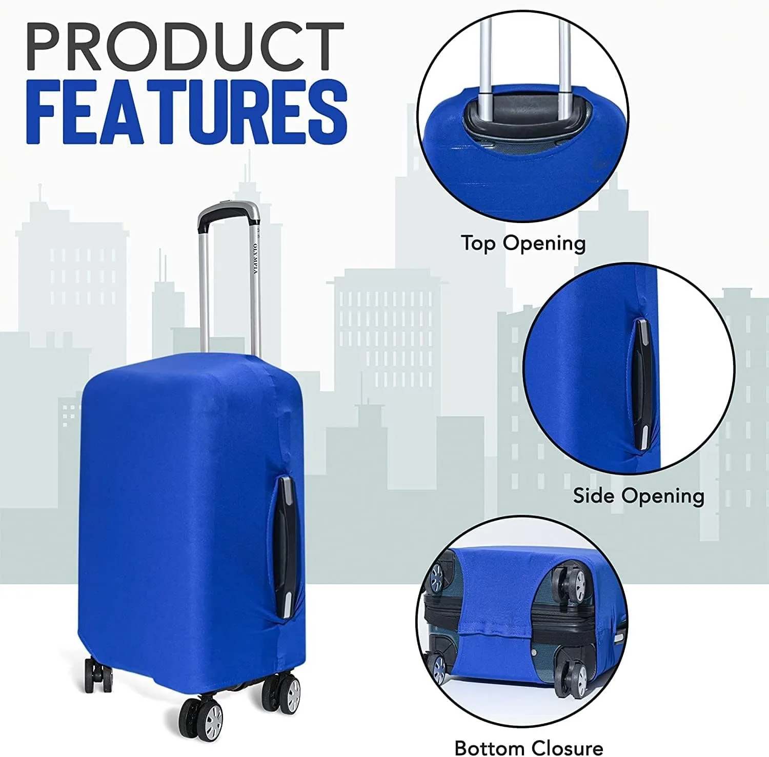 STROMGUARD Suitcase Cover, Blue, TSA Approved, Durable, Universal Size, Scratch-Free, Stretchable, Machine Washable