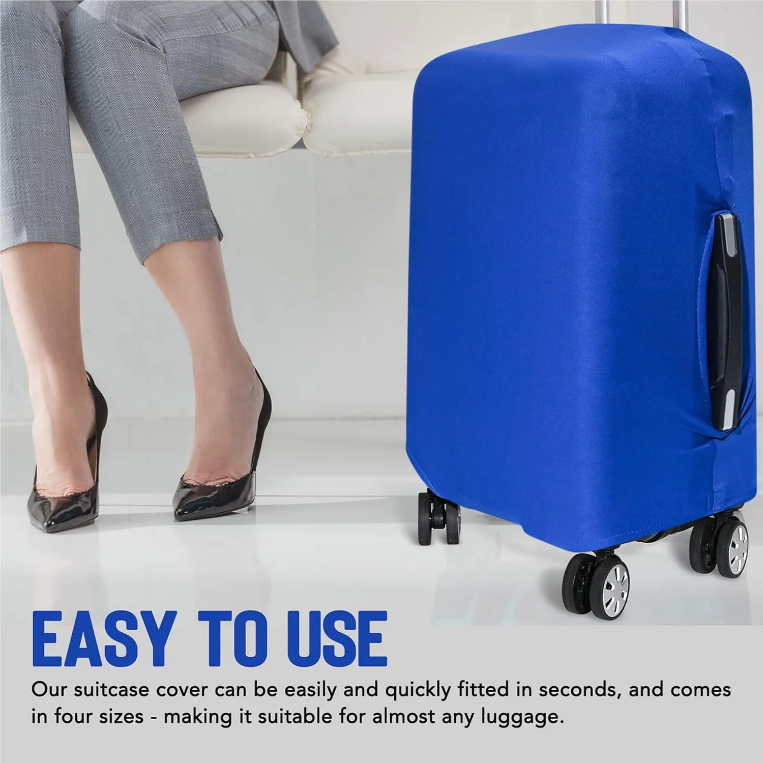 STROMGUARD Suitcase Cover, Blue, TSA Approved, Durable, Universal Size, Scratch-Free, Stretchable, Machine Washable