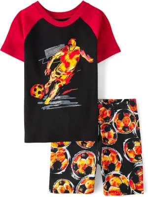 The Children's Place Boys Sleeve Top and Shorts Snug Fit 100% Cotton 2 Piece Pajama Set