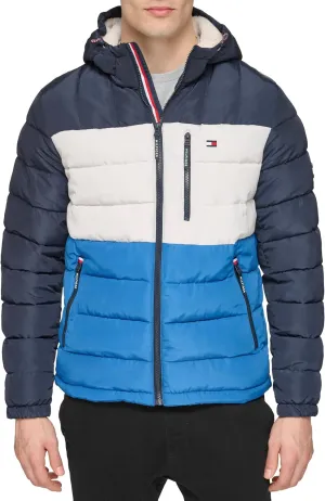 Tommy Hilfiger Men's Midweight Sherpa Lined Hooded Water Resistant Puffer Jacket