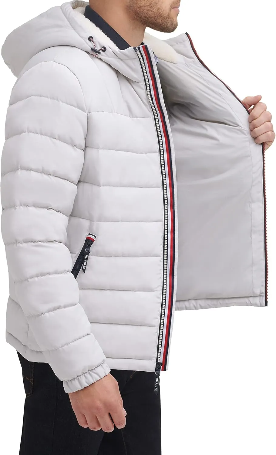 Tommy Hilfiger Men's Midweight Sherpa Lined Hooded Water Resistant Puffer Jacket