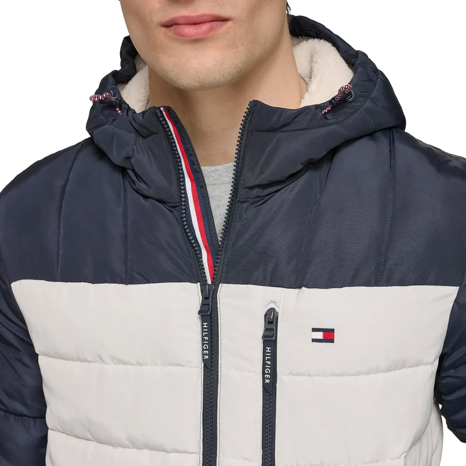 Tommy Hilfiger Men's Midweight Sherpa Lined Hooded Water Resistant Puffer Jacket