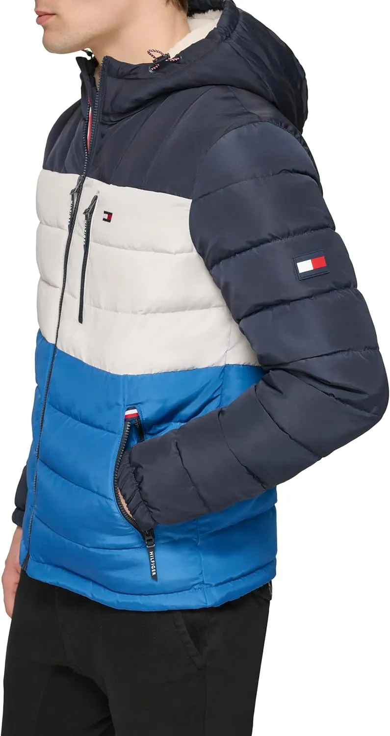 Tommy Hilfiger Men's Midweight Sherpa Lined Hooded Water Resistant Puffer Jacket