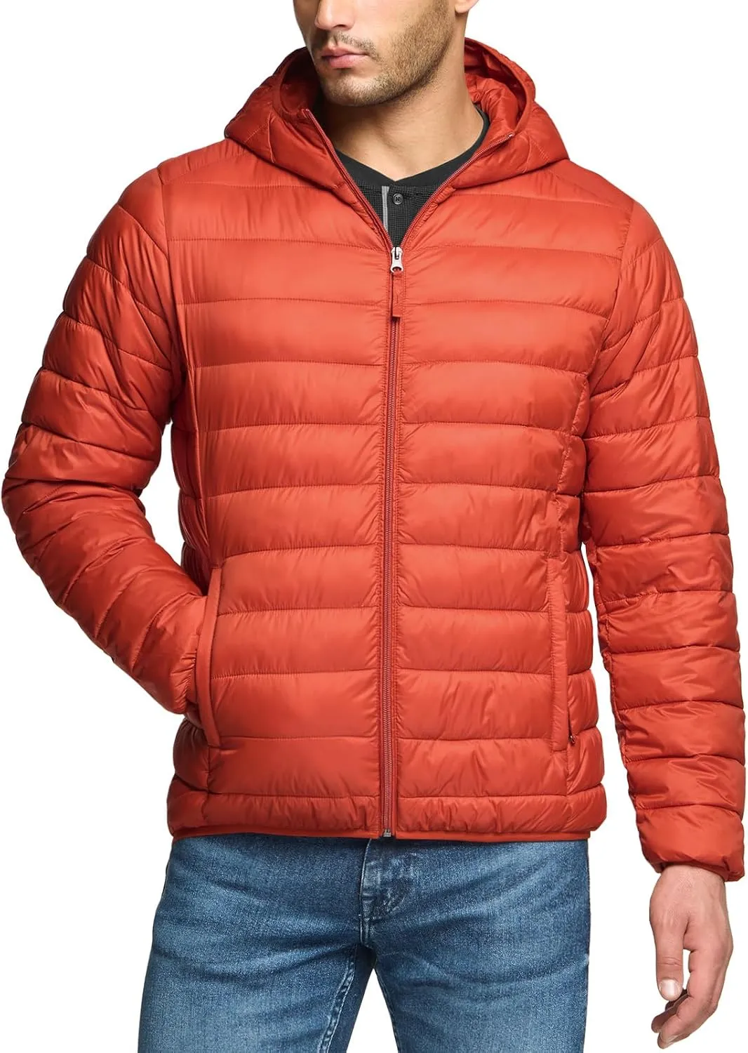 TSLA Men's Lightweight Packable Accent Puffer Jacket, Water-Resistant Winter Jackets
