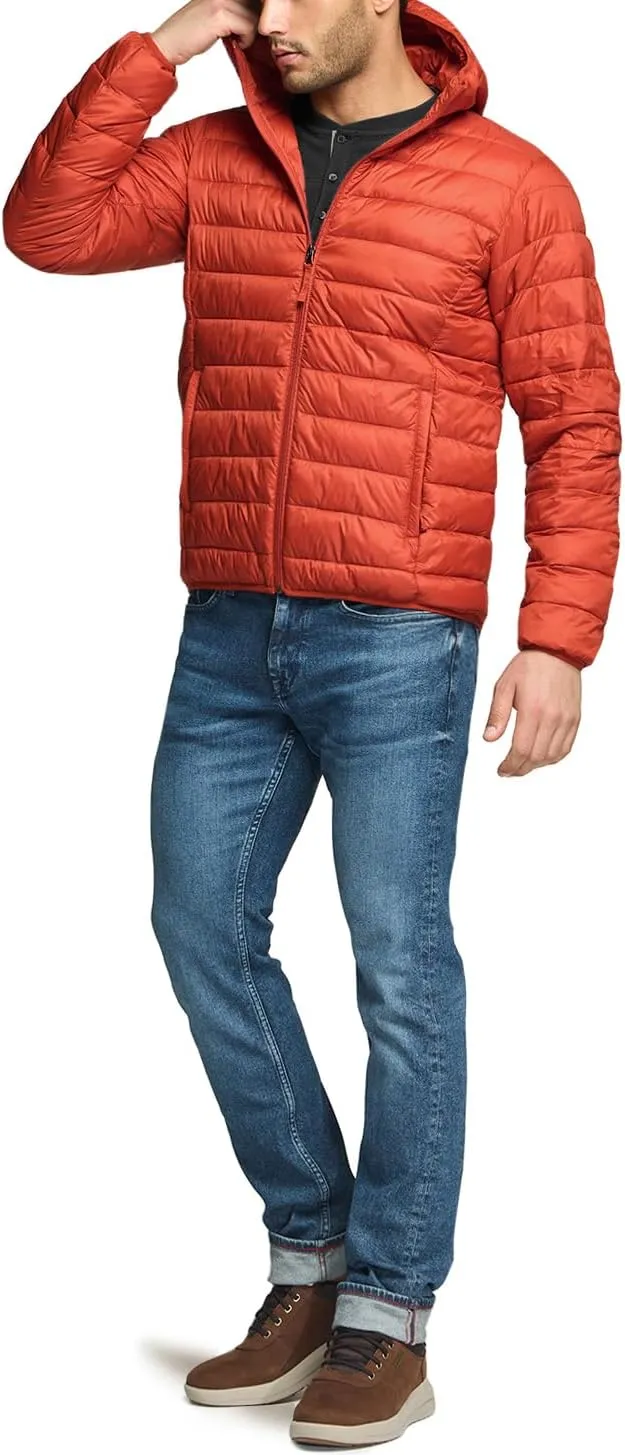 TSLA Men's Lightweight Packable Accent Puffer Jacket, Water-Resistant Winter Jackets