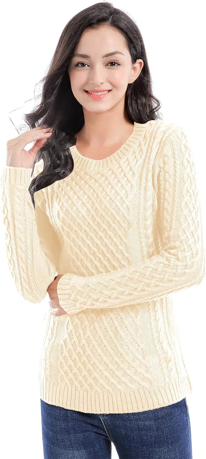 v28 Women Crew Neck Knit Stretchable Elasticity Long Sleeve Sweater Jumper Pullover