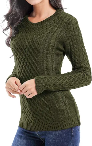 v28 Women Crew Neck Knit Stretchable Elasticity Long Sleeve Sweater Jumper Pullover