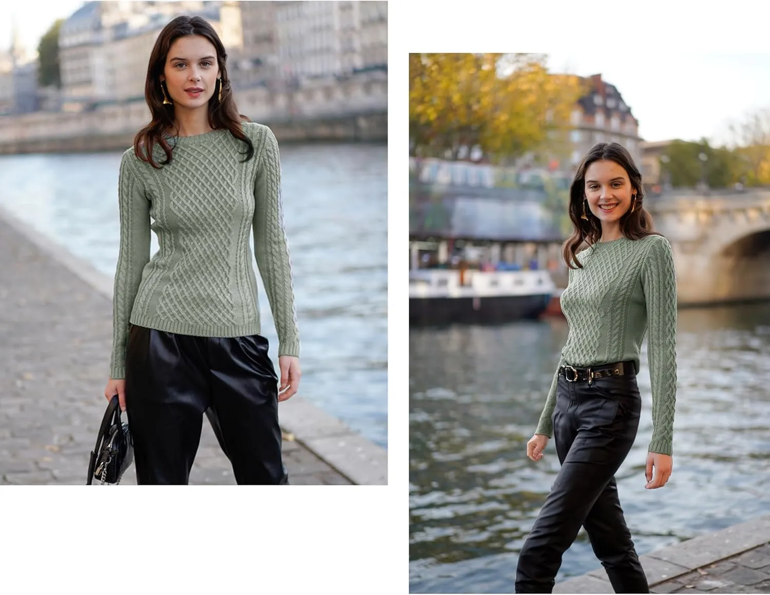 v28 Women Crew Neck Knit Stretchable Elasticity Long Sleeve Sweater Jumper Pullover
