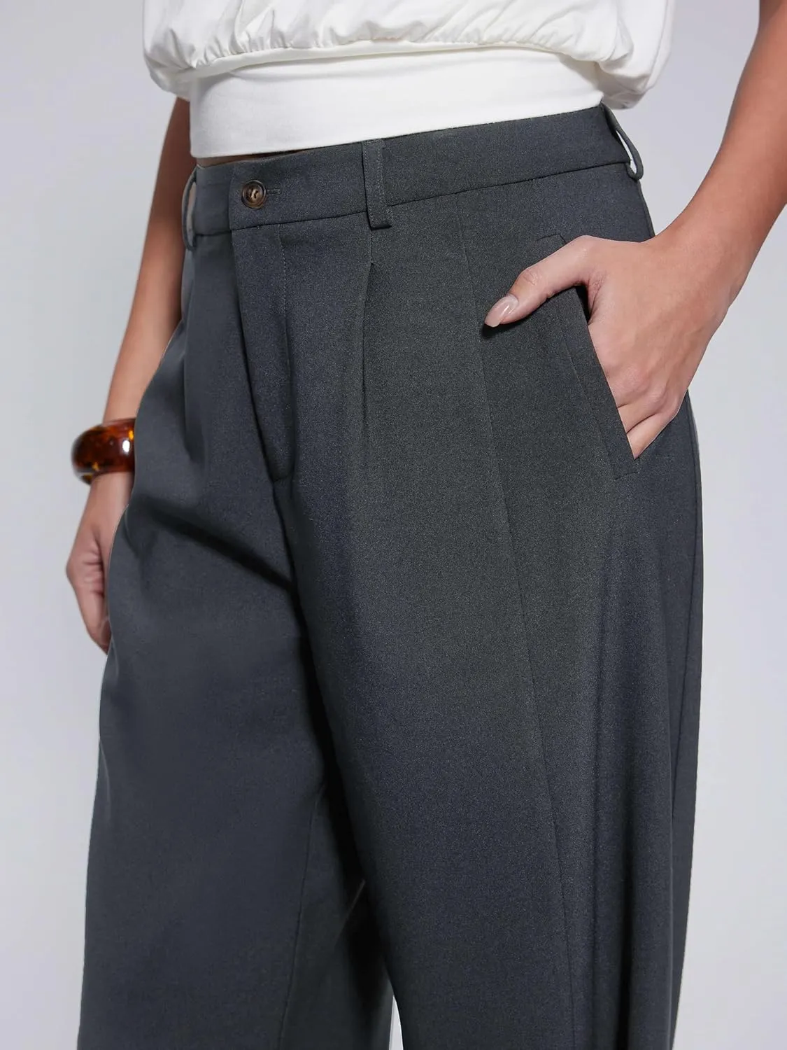 Vinova Womens Barrel Pants Stretchy High Waisted Wide Leg Work Pants Business Casual Outfits 2025