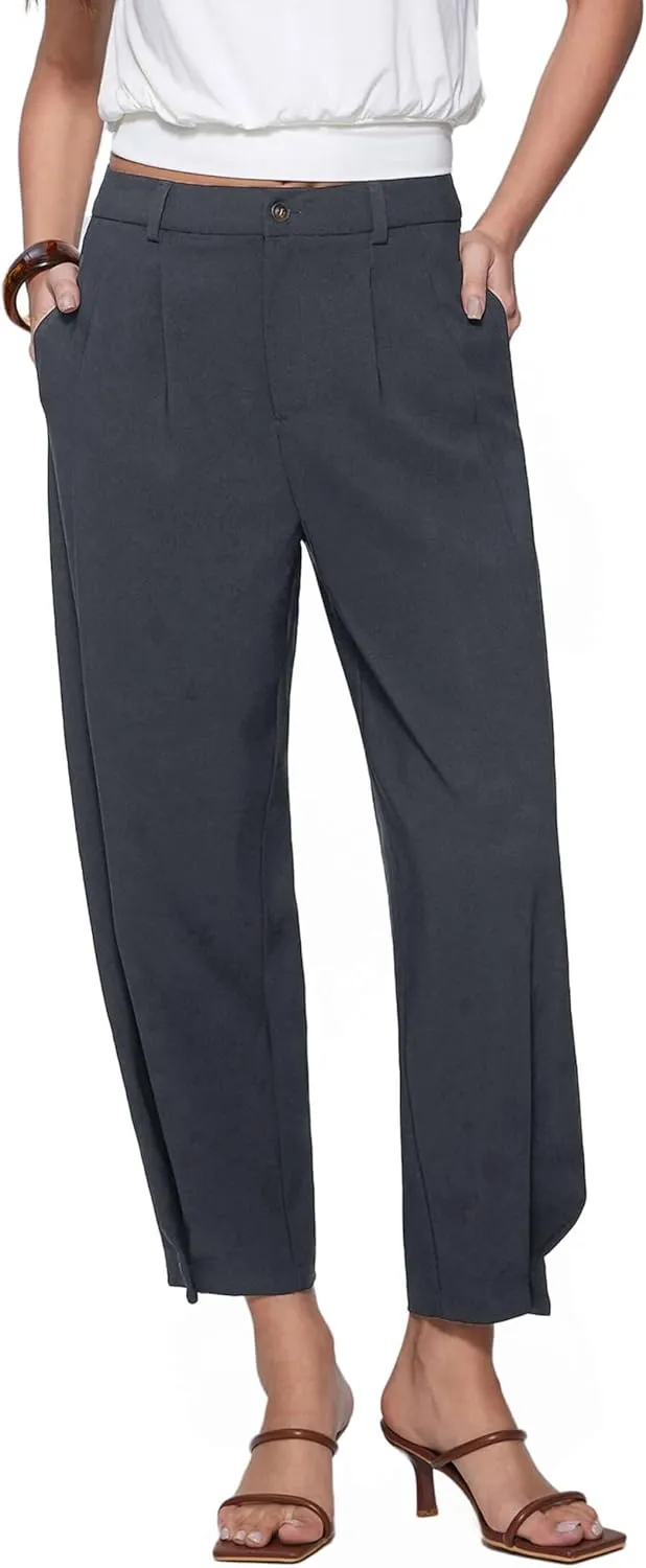 Vinova Womens Barrel Pants Stretchy High Waisted Wide Leg Work Pants Business Casual Outfits 2025