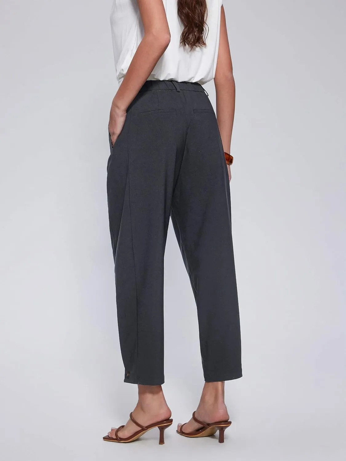 Vinova Womens Barrel Pants Stretchy High Waisted Wide Leg Work Pants Business Casual Outfits 2025