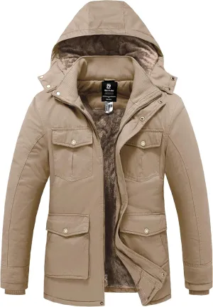 wantdo Men's Winter Coats Warm Parka Jacket Military Jackets with Removable Hood