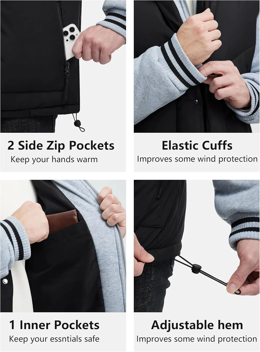 Winter Coats For Men Winter Jackets Water Resistant Warm Thicken Insulated Hooded Windproof Coat