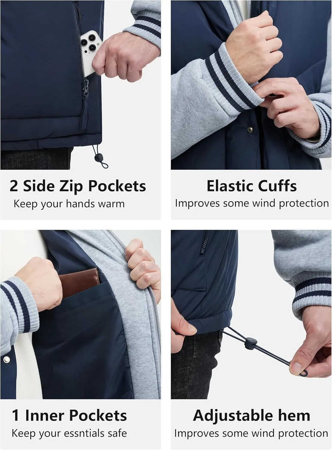 Winter Coats For Men Winter Jackets Water Resistant Warm Thicken Insulated Hooded Windproof Coat
