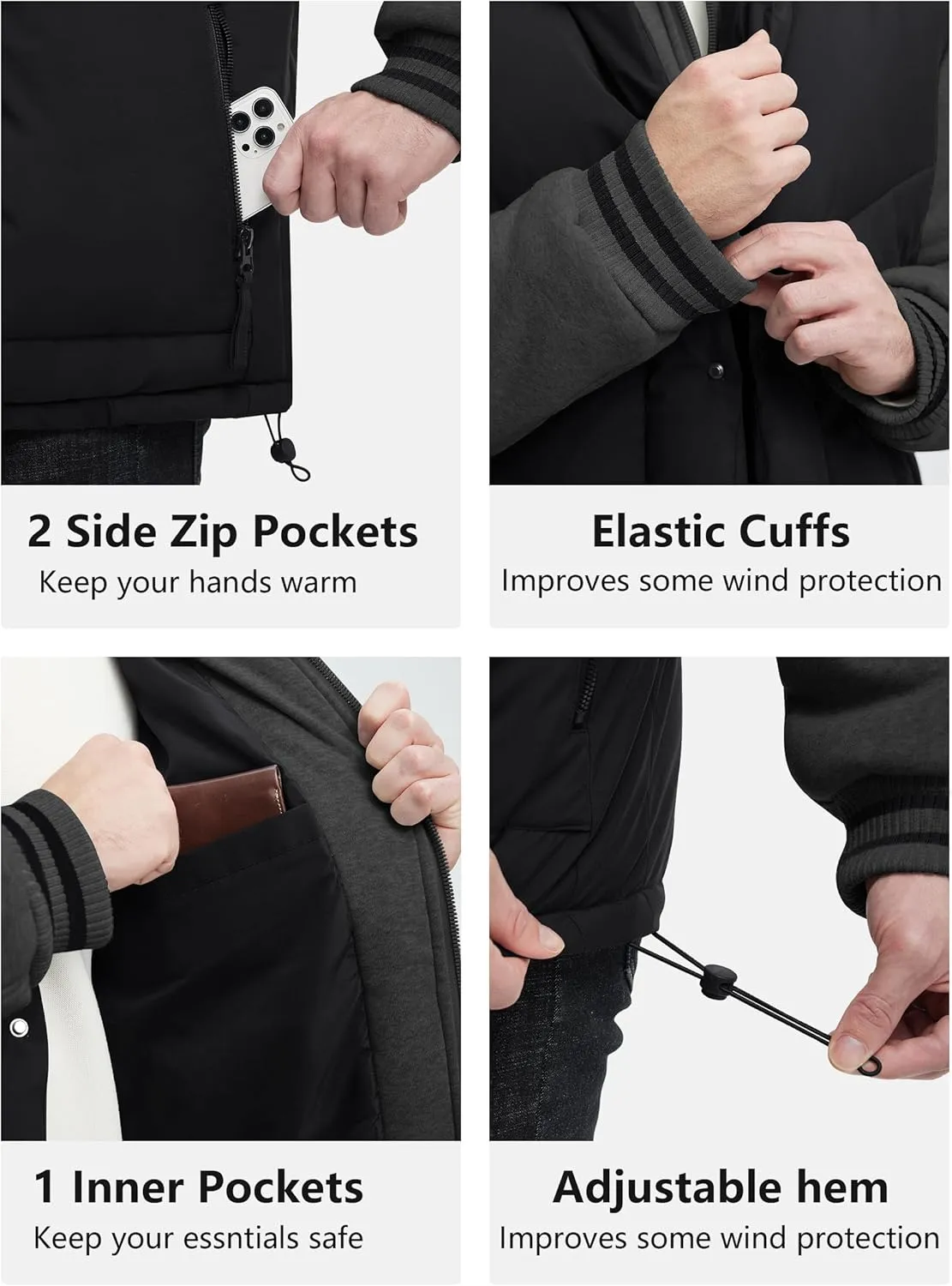 Winter Coats For Men Winter Jackets Water Resistant Warm Thicken Insulated Hooded Windproof Coat
