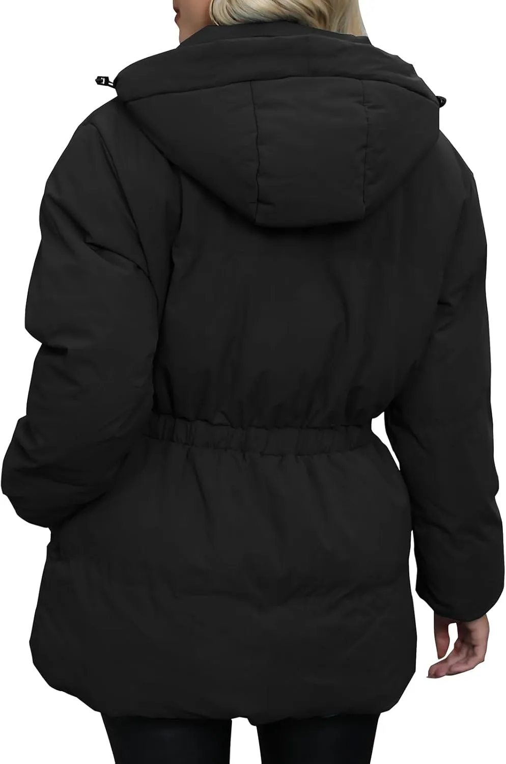 Winter Puffer Jacket Women Quilted Hooded Coats Warm Long Sleeves Women Down Coat